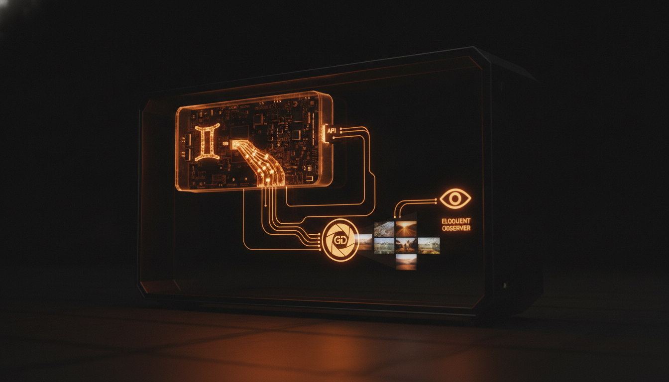 Illustration for: Automated Blog Hero Images: Gemini Generation, GD Thumbnails, and Eloquent Observer Wiring