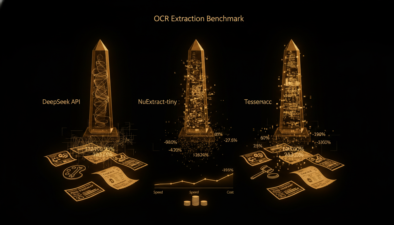 Illustration for: OCR Extraction Benchmark: DeepSeek API vs NuExtract-tiny vs Tesseract