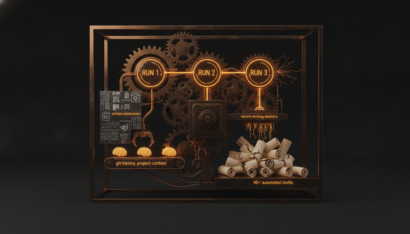 Illustration for: What 40 Automated Drafts Taught Me About Building a Cron-Powered Technical Blog
